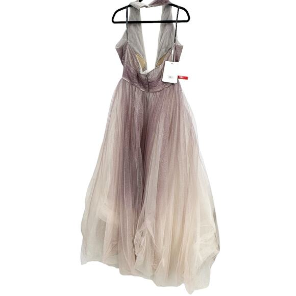 Mac Duggal 20376 Elegant Halter Neckline A-line Gown Charcoal-Ombre Size 12 NWT - Picture 8 of 12